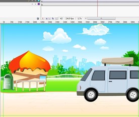 汽车经过公园动画6秒
