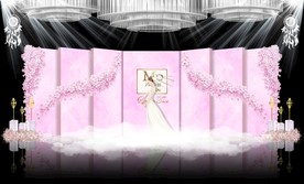 粉色大理石主题婚礼舞台效果图