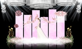 粉色大理石主题婚礼舞台效果图