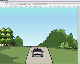 银色车从森林中间穿过6秒