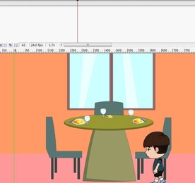 小孩在饭桌前面走过6秒动画