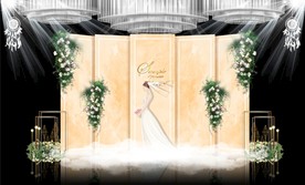 香槟色大理石主题婚礼舞台效果图