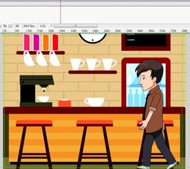 在饮料店走过的动画6秒