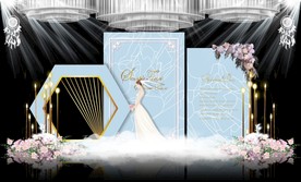 蓝色大理石主题婚礼舞台效果图