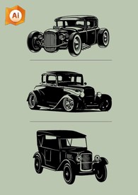 矢量欧美怀旧汽车