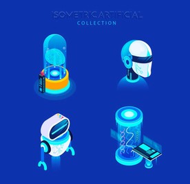 矢量人工智能概念元素