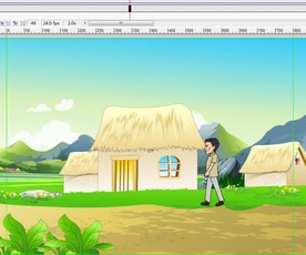 中年男子在农村房屋前走过6秒