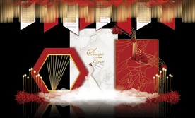 红配白大理石主题婚礼舞台效果图