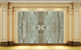 高清流水生财大理石纹电视背景墙