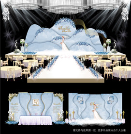 蓝色大理石主题婚礼舞台效果图