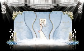 蓝色大理石主题婚礼舞台效果图