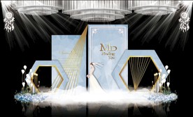 蓝色大理石主题婚礼舞台效果图