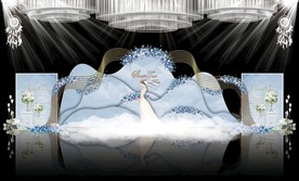 蓝色大理石主题婚礼舞台效果图