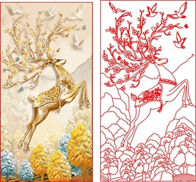 艺术玻璃深雕刻路劲庐森林鹿