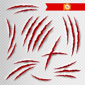 矢量野兽抓痕透明设计