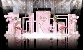 粉色大理石主题婚礼舞台效果图