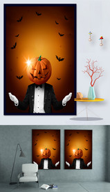 万圣节南瓜头创意海报PSD图片