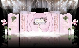 粉色大理石婚礼婚庆主题舞台效果