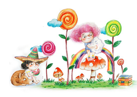 儿童插画梦幻森林棒棒糖