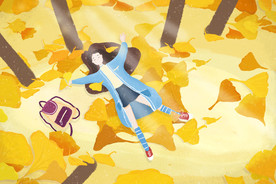 金秋 秋天 黄色 金黄 美女