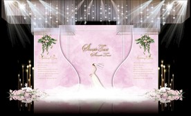 粉色大理石主题婚礼舞台效果图