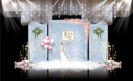 蓝色大理石婚礼主题舞台效果图