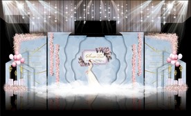 蓝色大理石婚礼主题舞台效果图