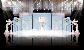 蓝色大理石主题婚礼舞台效果图