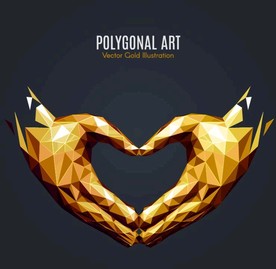 金色爱心手势矢量素材