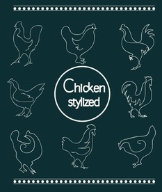 矢量简约线描鸡