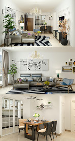 现代简约客厅效果图室内空间设计