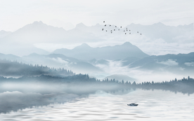 大型山水画 山水画 山水背景墙
