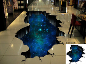 高清3D立体蓝色星空地贴地画