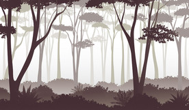 森林插画背景墙