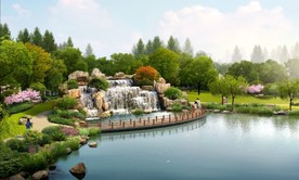 别墅 假山景观效果图