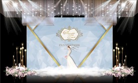 蓝色大理石主题婚礼舞台效果图