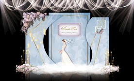 蓝色大理石主题婚礼舞台效果图