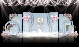 蓝色大理石主题婚礼舞台效果图