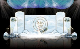 蓝色大理石主题婚礼舞台效果图