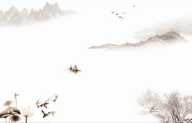 荷花 金鱼 水墨画 源分层