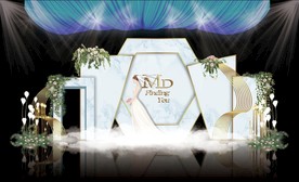 蓝色主题婚礼舞台效果图