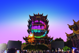 黄鹤楼夜景光影投射效果