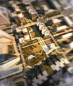 鸟瞰住宅中心景观图