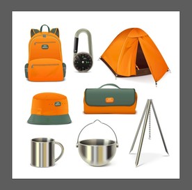 矢量徒步露营元素