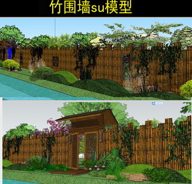 农家乐围墙设计模型