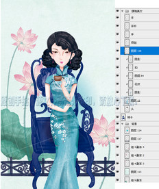 品茶的旗袍美女