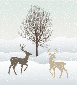 圣诞节麋鹿雪景插画