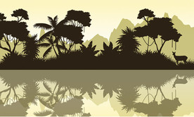 热带森林剪影插画背景墙