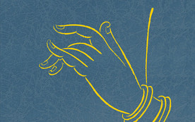 原创佛手莲花玄关背景墙背景画