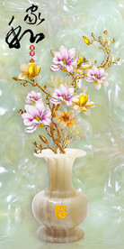 家和富贵玉雕花瓶玄关背景墙